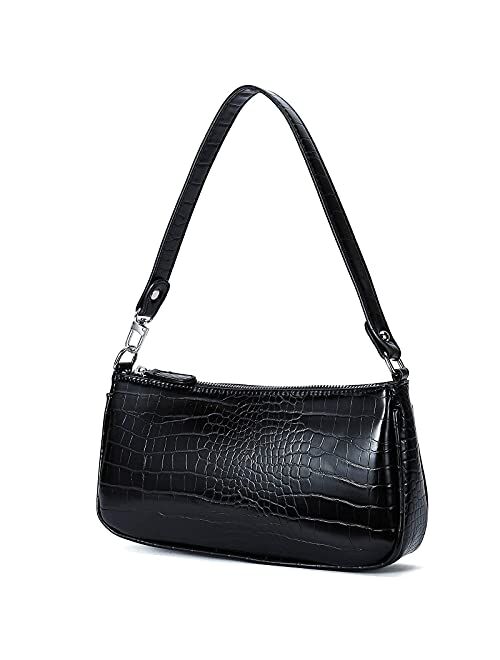 Yikoee Small Shoulder Bags for Women Mini Handbags with Croc Pattern