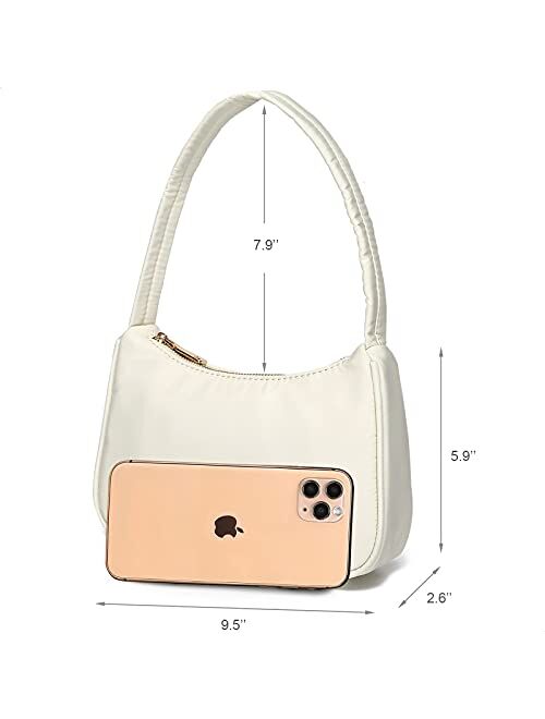 Yikoee Small Nylon Shoulder Bags for Women Elegant Feminine Mini Handbags with Zipper Closure