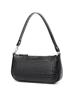 Hroechy Shoulder Bags for Women Small White Purse Y2K Handbag Crocodile Pattern Clutch 90s Purses