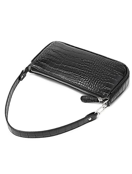 Hroechy Shoulder Bags for Women Small White Purse Y2K Handbag Crocodile Pattern Clutch 90s Purses