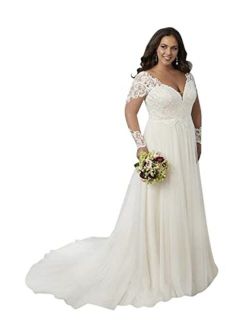 Stylefun Lace Beach Boho Wedding Dresses for Bride 2022 Long Bohemian Mermaid Bridal Gowns for Women MR46