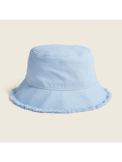 Canvas bucket hat with fringe
