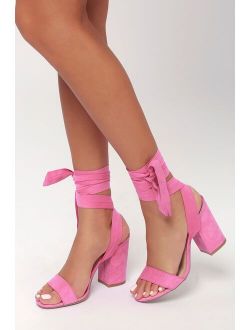 Alta Orchid Suede Lace-Up Heels