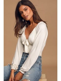 After Your Heart Ivory Long Sleeve Ruffled Bodysuit