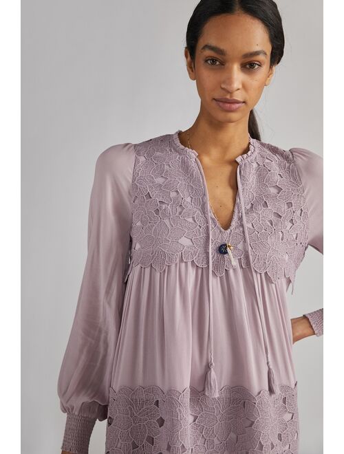 Anthropologie Embroidered Lace Tunic Dress