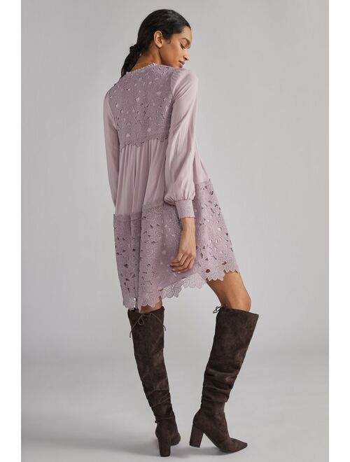 Anthropologie Embroidered Lace Tunic Dress