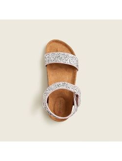 Girls' cork-sole glitter-strap sandals