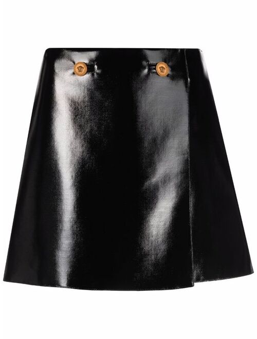 Versace coated wool wrap skirt
