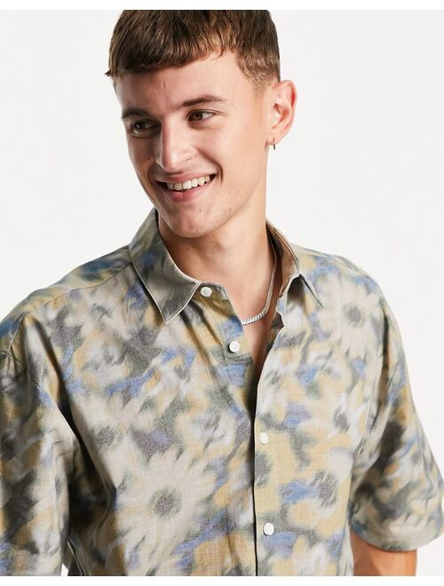 Topman relaxed floral shirt in sage