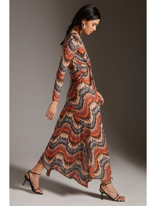 Ronny Kobo Chevron V-Neck Maxi Dress