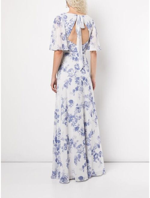 Marchesa Notte Bridesmaids floral-print wrapped maxi dress