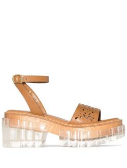 Emilie perforated-detail platform sandals