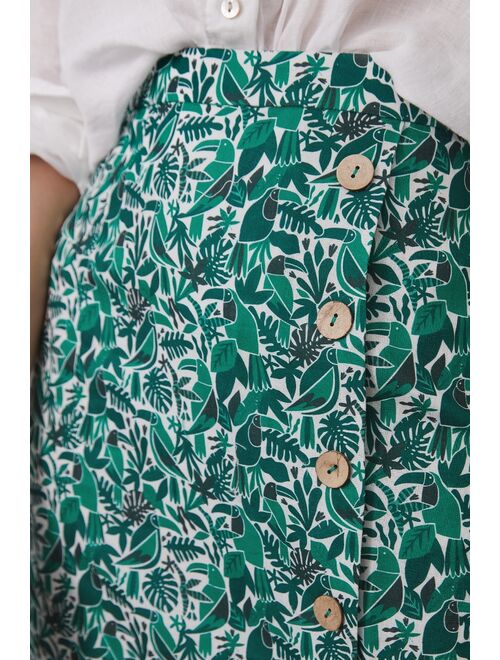 Hutch Button Printed Midi Skirt
