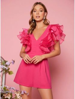 Solid Layered Sleeve Romper