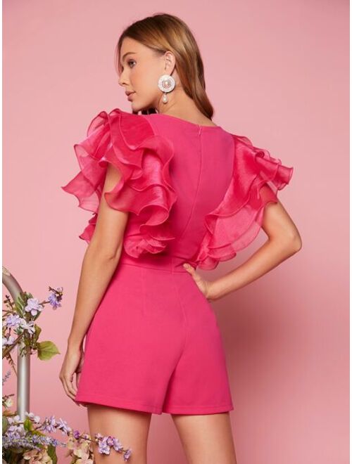 SHEIN Solid Layered Sleeve Romper