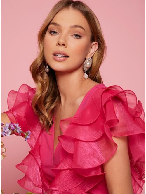 SHEIN Solid Layered Sleeve Romper