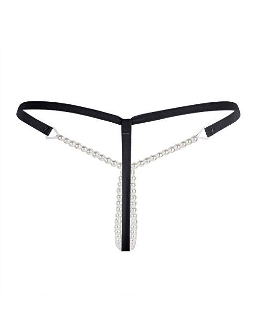 Hansber Women's Pearls Massage G-String Bikini Thongs Tangas Lingerie Underwear Jockstrap