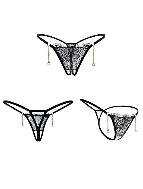 Jelove Women Sexy Panties Floral Lace Briefs Thongs Underwear Pack of 4