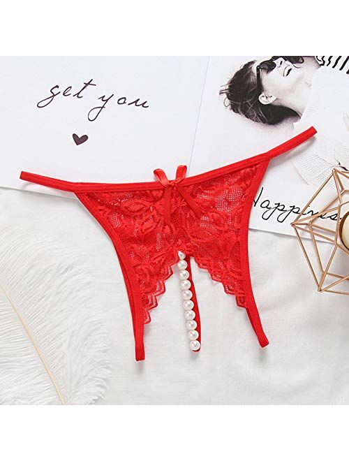 Nightaste Women Assorted Lace G-string Underwear Pack of 4pcs Cute Bow-Tie Lingerie Thongs