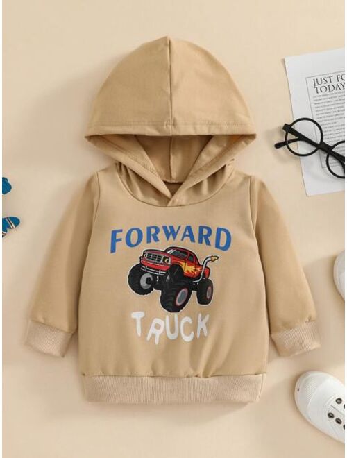 Shein Baby Car And Letter Graphic Hoodie