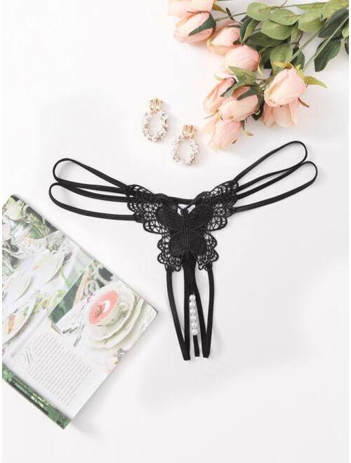 Shein Plus Butterfly Design Crotchless Thong