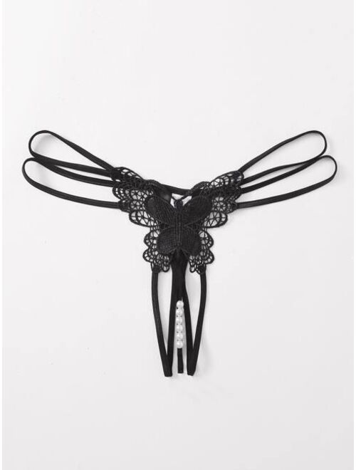 Shein Plus Butterfly Design Crotchless Thong