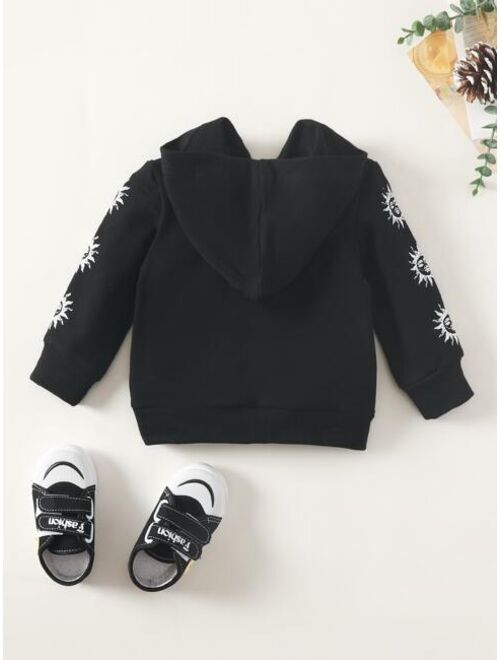 Shein Baby Moon & Sun Print Long Sleeve Spring Hoodie