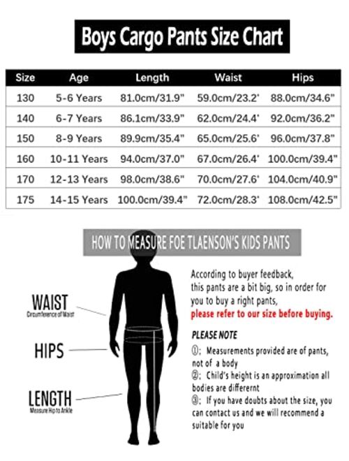TLAENSON Boys Cargo Joggers Pants Elastic Waist Casual Jogging Trousers Bottom for Kids 5-15 Years