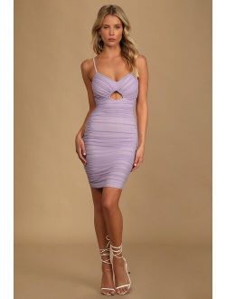 Made the Move Lilac Ruched Bodycon Mini Dress