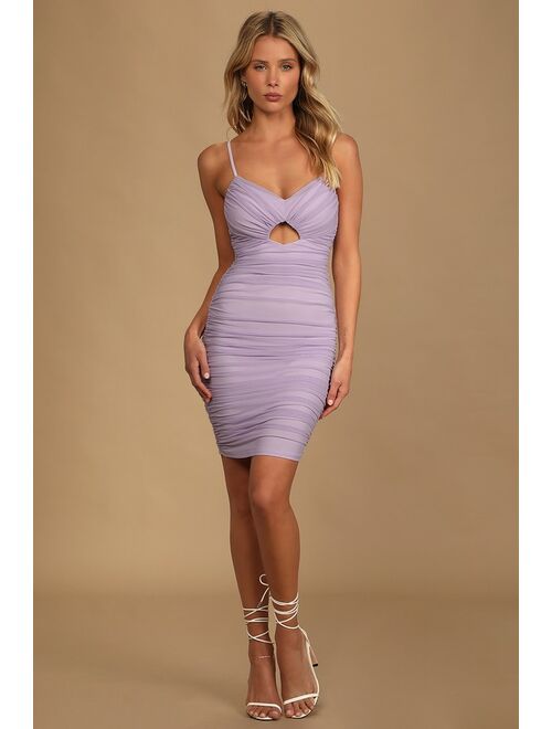 Lulus Made the Move Lilac Ruched Bodycon Mini Dress