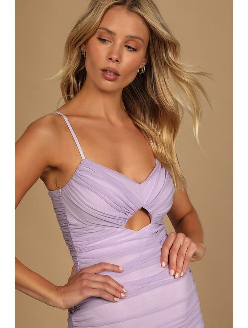 Lulus Made the Move Lilac Ruched Bodycon Mini Dress