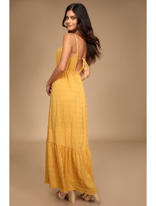 Lulus In the Sunlight Mustard Yellow Sleeveless Maxi Dress