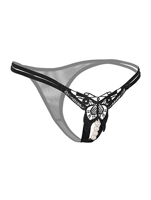 AMOUSTORE 2020 Sexy Pendant Pearl G String Women Panties Low Waist Thongs Underwear Panties