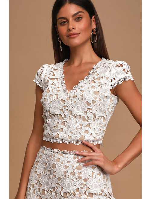 Lulus Special Moments White Crochet Lace Two-Piece Maxi Dress