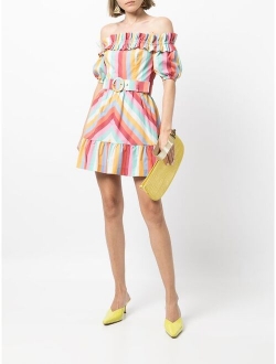 Rebecca Vallance Lolita off-shoulder stripe-print dress