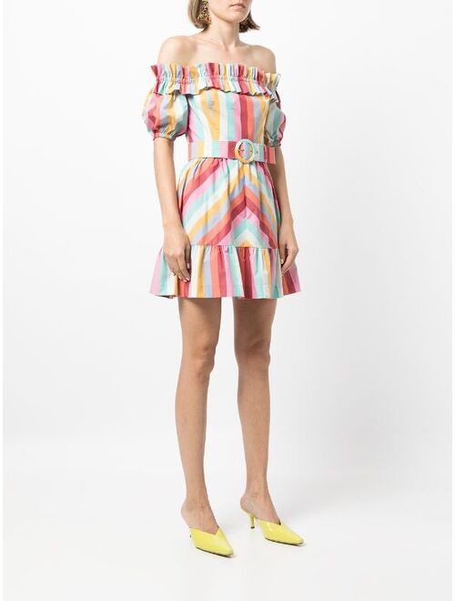 Rebecca Vallance Lolita off-shoulder stripe-print dress