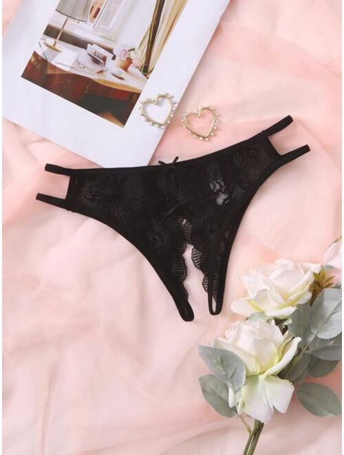 Shein Floral Lace Crotchless Panty