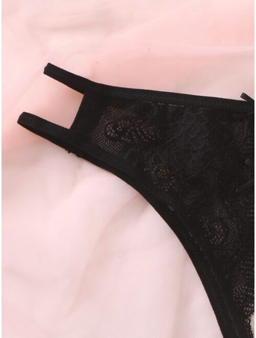 Shein Floral Lace Crotchless Panty