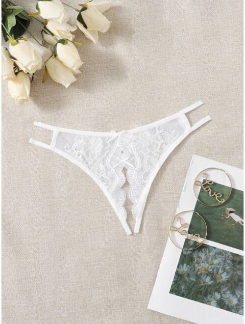 Shein Floral Lace Crotchless Panty