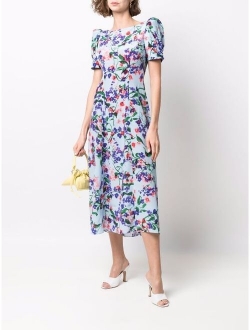 Saloni Eva floral-print short-sleeved mini dress