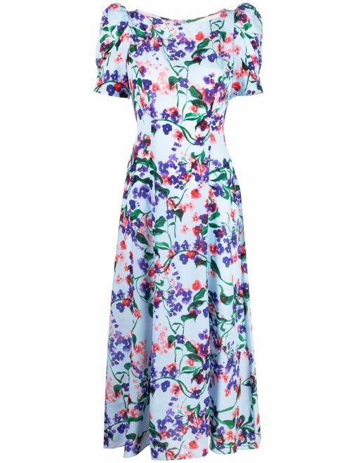 Saloni Eva floral-print short-sleeved mini dress