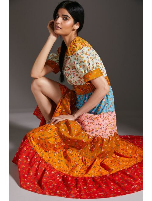 Anthropologie Colorblocked Midi Dress