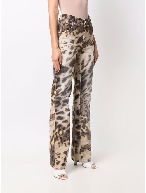 Blumarine animalier-print flared trousers