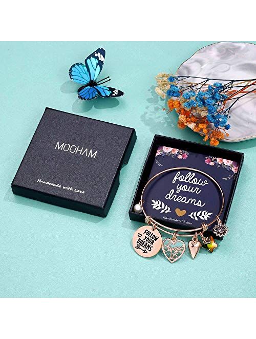 M Mooham Birthday Gifts for Women Girls Bracelet, Stainless Steel Butterfly Birthday Charm Bracelets for Women Girls 10th 20th 30th 40th 50th 60th 70th 80th 90th Birthday