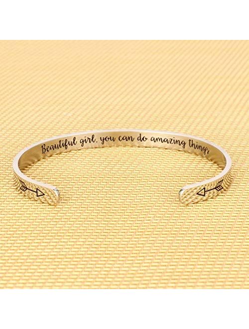 M Mooham Bracelets for Women Girls Personalized Gifts, Quote Mantra Bracelet Funny Inspirational Jewelry Gifts for Best Friend, Mom, Daughter, Son, Sister, Niece Birthday