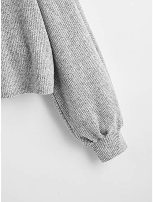 SweatyRocks Women's Casual Solid Ribbed Knit Raglan Long Sleeve Crop Top T Shirt