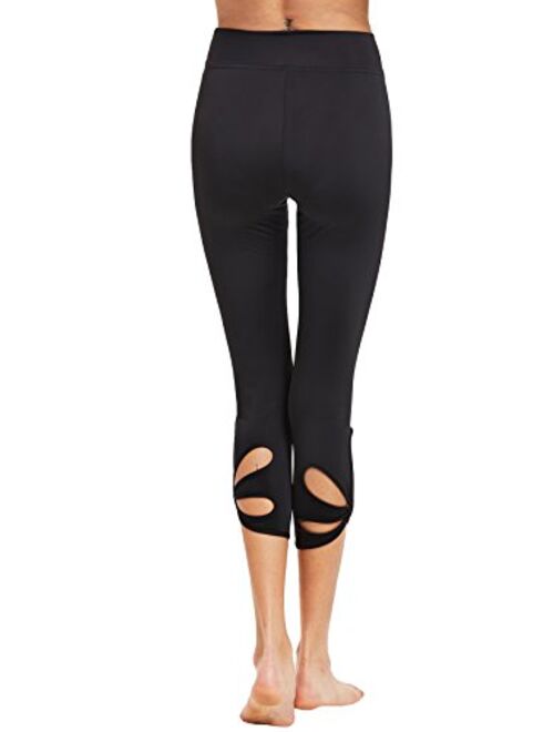 SweatyRocks Women's Mesh Panel Capri Leggings Workout Yoga Running Crop Pants