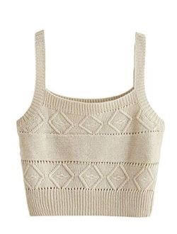 Women's Sleeveless Solid Knit Straps Crop Tank Tops