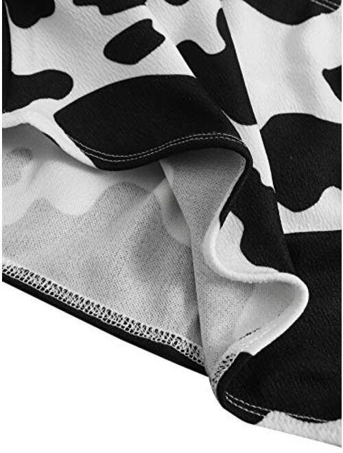 SweatyRocks Women's Sexy Crop Top Sleeveless Stretchy Cow Graphic Strapless Tube Top
