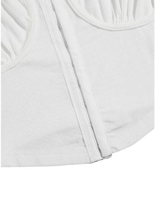 SweatyRocks Women's Sleeveless Slim Fit Front Closure Crop Top Vest Tank
